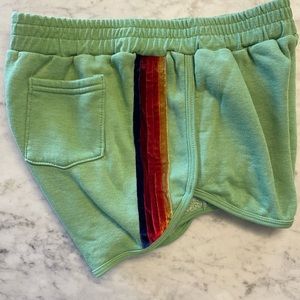 Aviator Nation 5 Stripe Jogger Shorts | Green